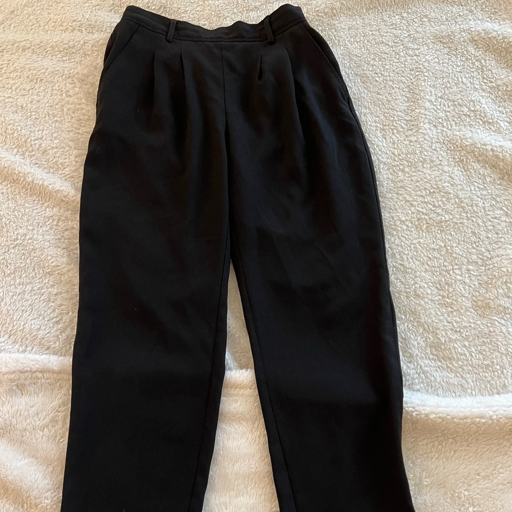 Small Chic Business Casual Summer Work Pants with Side Pockets and Elastic Waist